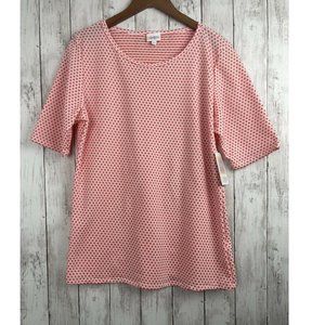LuLaRoe Gigi Peach Orange White Textured Polka Dot Top Shirt 2XL NWT